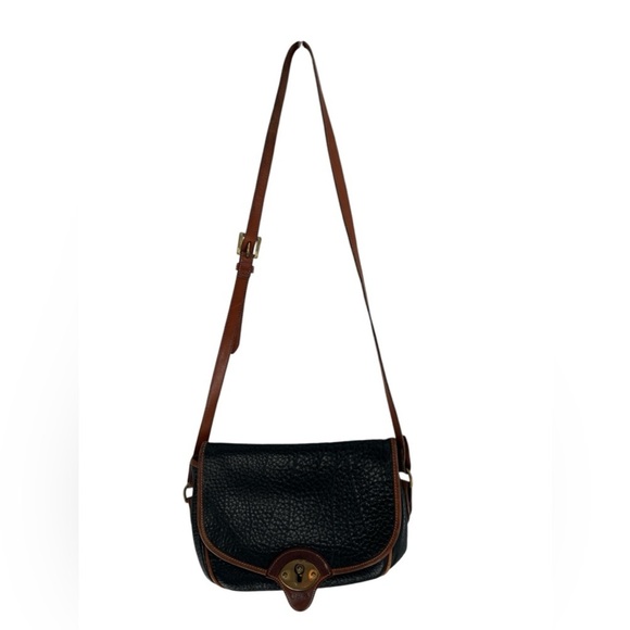 Vintage Dooney & Brooke Shoulder/Cross Body Bag All Weather Leather Black/Brown - Picture 2 of 10